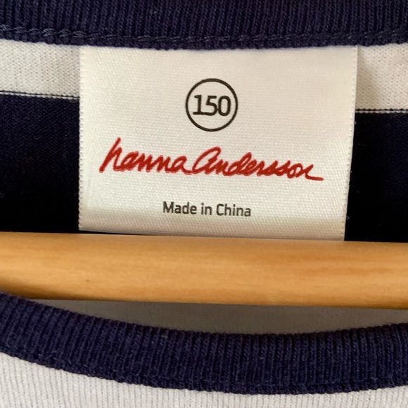 Hanna Andersson Blue White Striped Orange Flowers Drop Waist Cotton Dress 150 12 - Picture 6 of 8